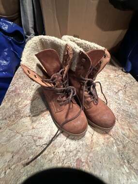 Target Mossimo Supply Co. Women's Brown Faux Suede Lace-Up Fur-Lined Combat Boot